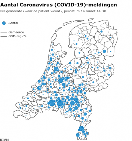 Aantal Coronavirus COVID 19 meldingen 14 3 2020 0